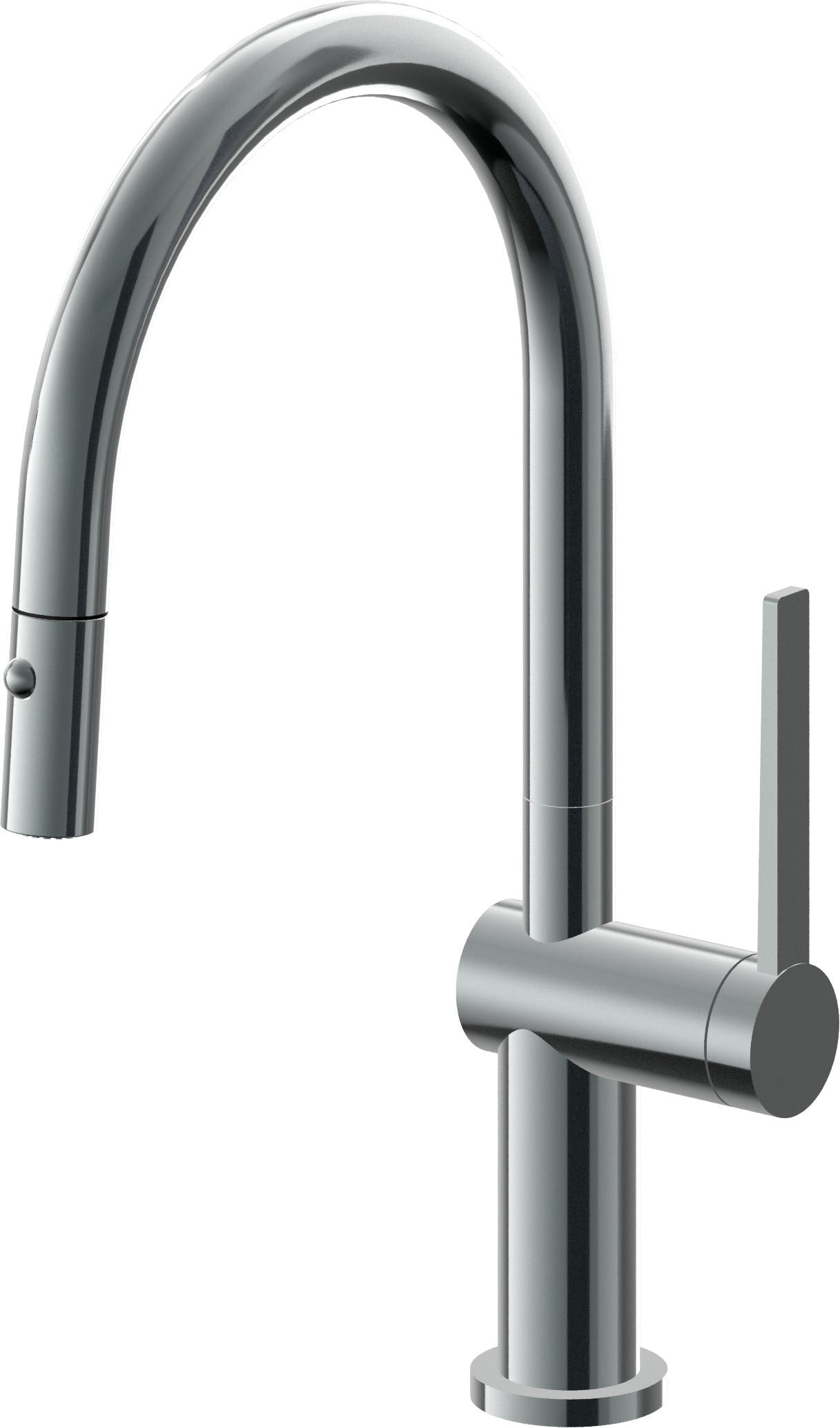 California Faucets La Spezia Llave de Cocina Extraible Contemporanea con Rociador de Boton - Pico Bajo en Arco - Níquel Negro