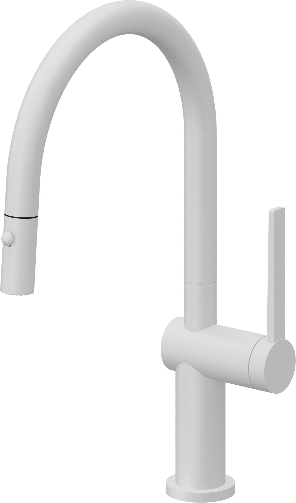 California Faucets La Spezia Llave de Cocina Extraible Contemporanea con Rociador de Boton - Pico Bajo en Arco - Blanco Mate