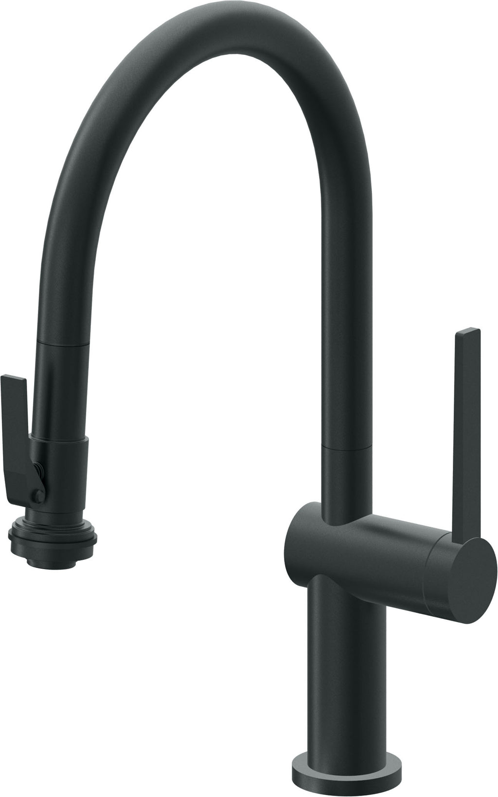 California Faucets La Spezia Llave de Cocina Extraible Contemporanea con Rociador de Apretar - Pico Bajo en Arco - Carbón
