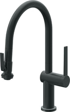 California Faucets La Spezia Llave de Cocina Extraible Contemporanea con Rociador de Apretar - Pico Bajo en Arco - Carbón
