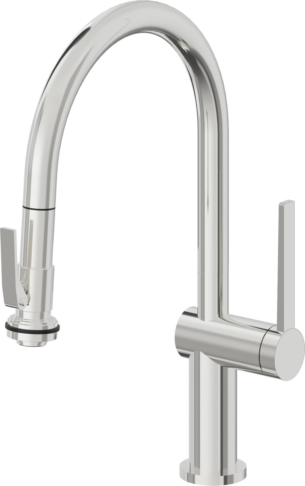 California Faucets La Spezia Llave de Cocina Extraible Contemporanea con Rociador de Apretar - Pico Bajo en Arco - Cromo Pulido
