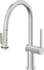 California Faucets La Spezia Llave de Cocina Extraible Contemporanea con Rociador de Apretar - Pico Bajo en Arco - Cromo Pulido