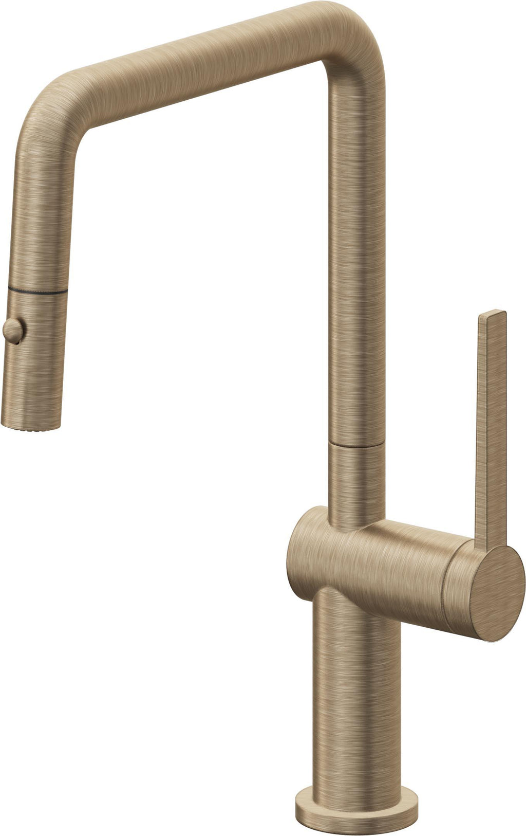 California Faucets La Spezia Llave de Cocina Extraible Contemporanea con Rociador de Boton - Pico Cuadruple - Latón Antiguo Mate