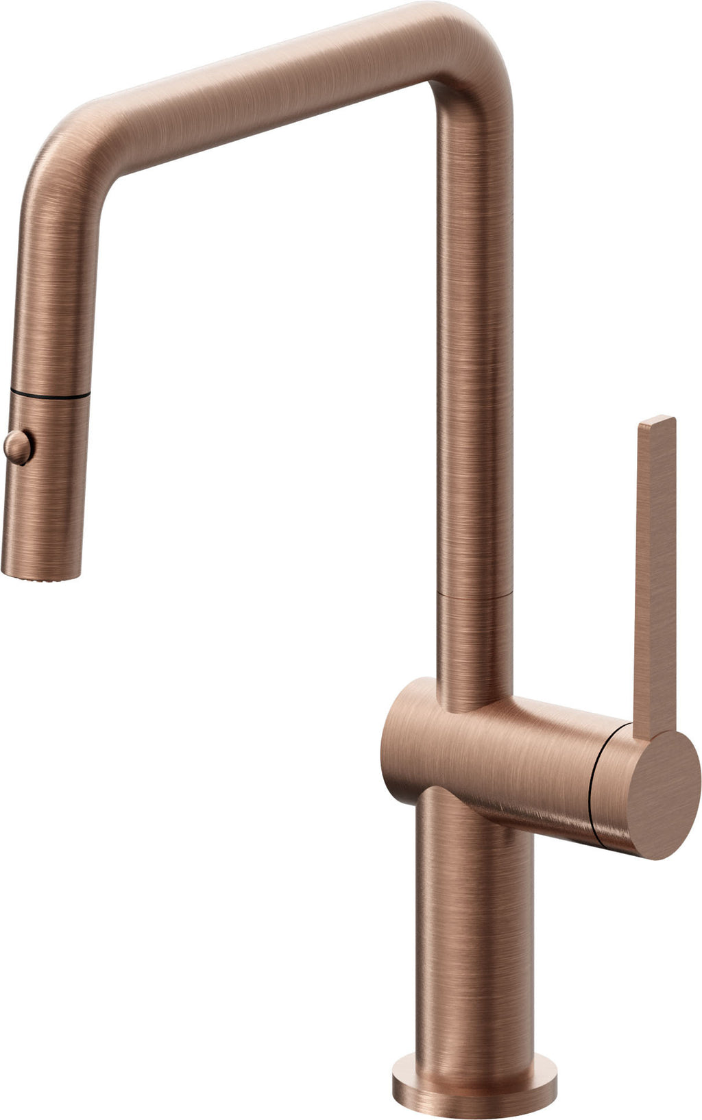 California Faucets La Spezia Llave de Cocina Extraible Contemporanea con Rociador de Boton - Pico Cuadruple - Cobre Antiguo Mate