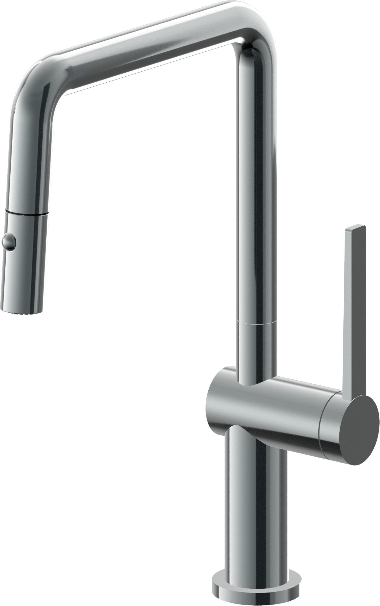California Faucets La Spezia Llave de Cocina Extraible Contemporanea con Rociador de Boton - Pico Cuadruple - Níquel Negro
