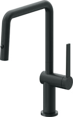 California Faucets La Spezia Llave de Cocina Extraible Contemporanea con Rociador de Boton - Pico Cuadruple - Carbón