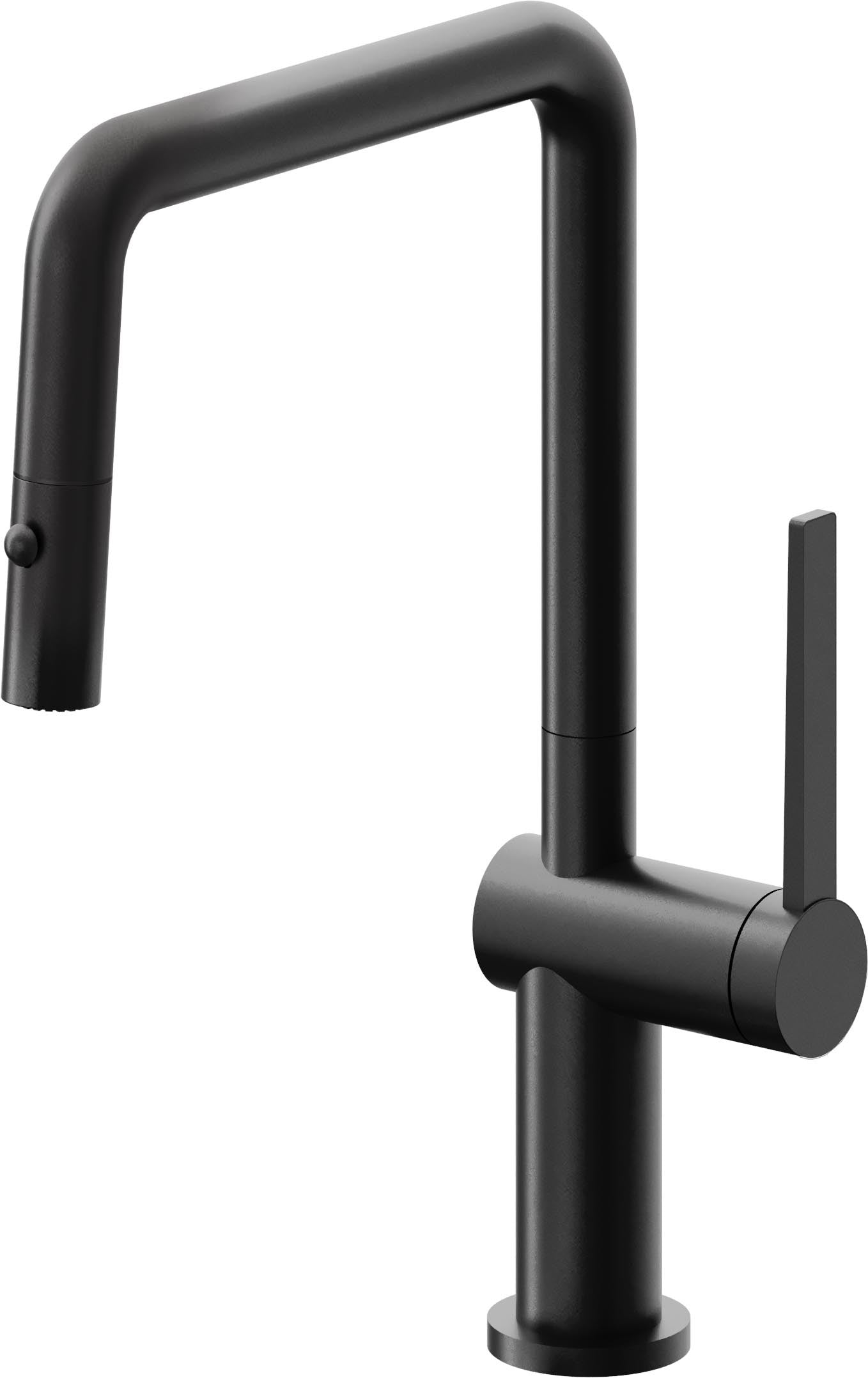 California Faucets La Spezia Llave de Cocina Extraible Contemporanea con Rociador de Boton - Pico Cuadruple - Negro Mate