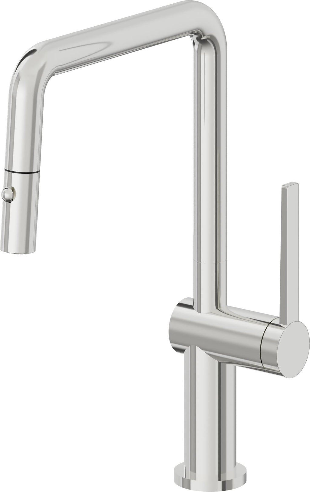 California Faucets La Spezia Llave de Cocina Extraible Contemporanea con Rociador de Boton - Pico Cuadruple - Cromo Pulido