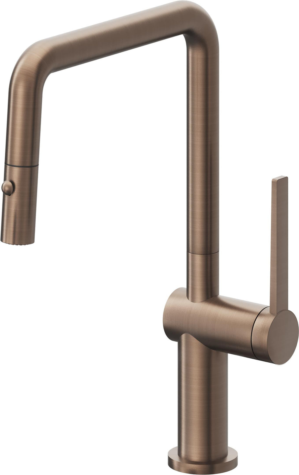 California Faucets La Spezia Llave de Cocina Extraible Contemporanea con Rociador de Boton - Pico Cuadruple - Bronce Satinado