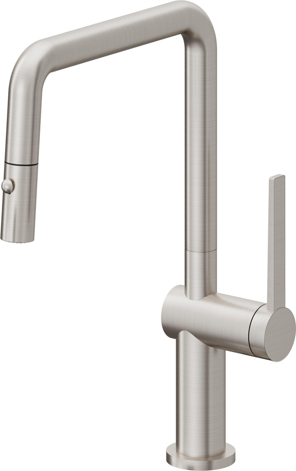 California Faucets La Spezia Llave de Cocina Extraible Contemporanea con Rociador de Boton - Pico Cuadruple - Acero Inoxidable Ultra