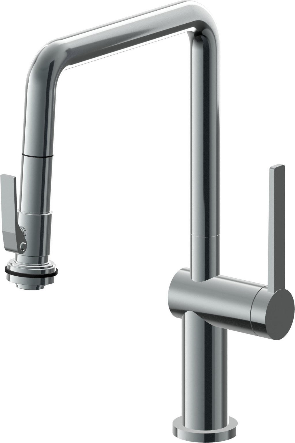 California Faucets La Spezia Llave de Cocina Extraible Contemporanea con Rociador de Apretar - Pico Cuadruple - Níquel Negro