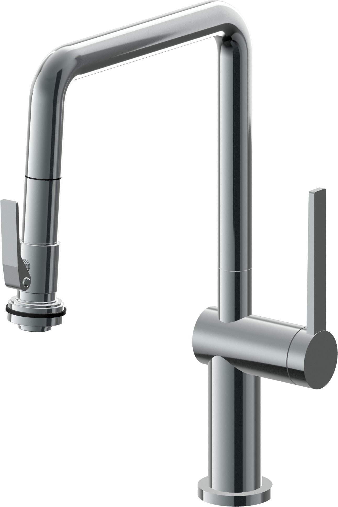 California Faucets La Spezia Llave de Cocina Extraible Contemporanea con Rociador de Apretar - Pico Cuadruple - Níquel Negro