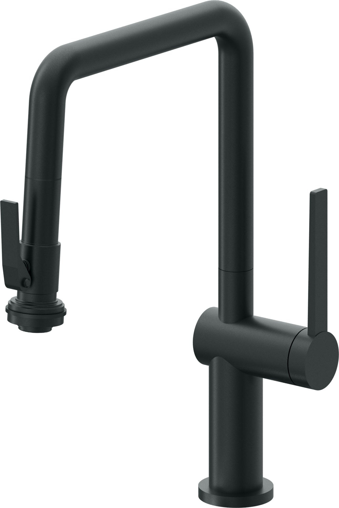 California Faucets La Spezia Llave de Cocina Extraible Contemporanea con Rociador de Apretar - Pico Cuadruple - Carbón