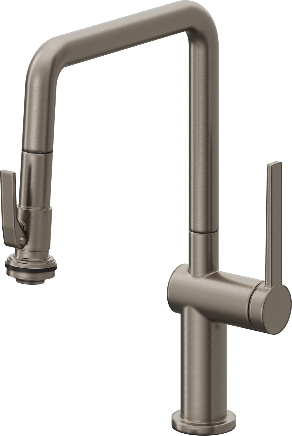 California Faucets La Spezia Llave de Cocina Extraible Contemporanea con Rociador de Apretar - Pico Cuadruple - Grafito