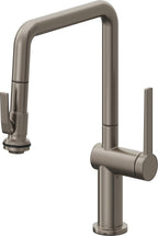 California Faucets La Spezia Llave de Cocina Extraible Contemporanea con Rociador de Apretar - Pico Cuadruple - Grafito