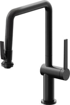 California Faucets La Spezia Llave de Cocina Extraible Contemporanea con Rociador de Apretar - Pico Cuadruple - Negro Mate