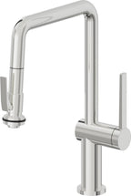California Faucets La Spezia Llave de Cocina Extraible Contemporanea con Rociador de Apretar - Pico Cuadruple - Cromo Pulido