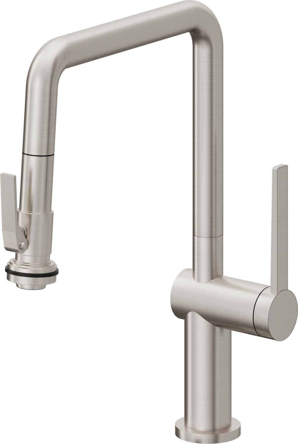 California Faucets La Spezia Llave de Cocina Extraible Contemporanea con Rociador de Apretar - Pico Cuadruple - Acero Inoxidable Ultra