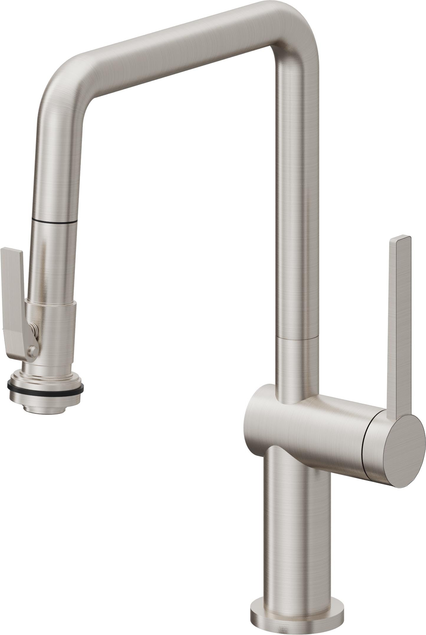 California Faucets La Spezia Llave de Cocina Extraible Contemporanea con Rociador de Apretar - Pico Cuadruple - Acero Inoxidable Ultra