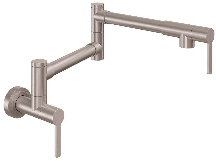 California Faucets La Spezia Llenador de Ollas - Dos Manijas de Pared - Contemporaneo - Níquel Satinado
