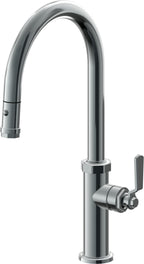 California Faucets Descanso Works Llave de Cocina Extraible Industrial con Rociador de Boton - Pico Alto en Arco - Níquel Negro