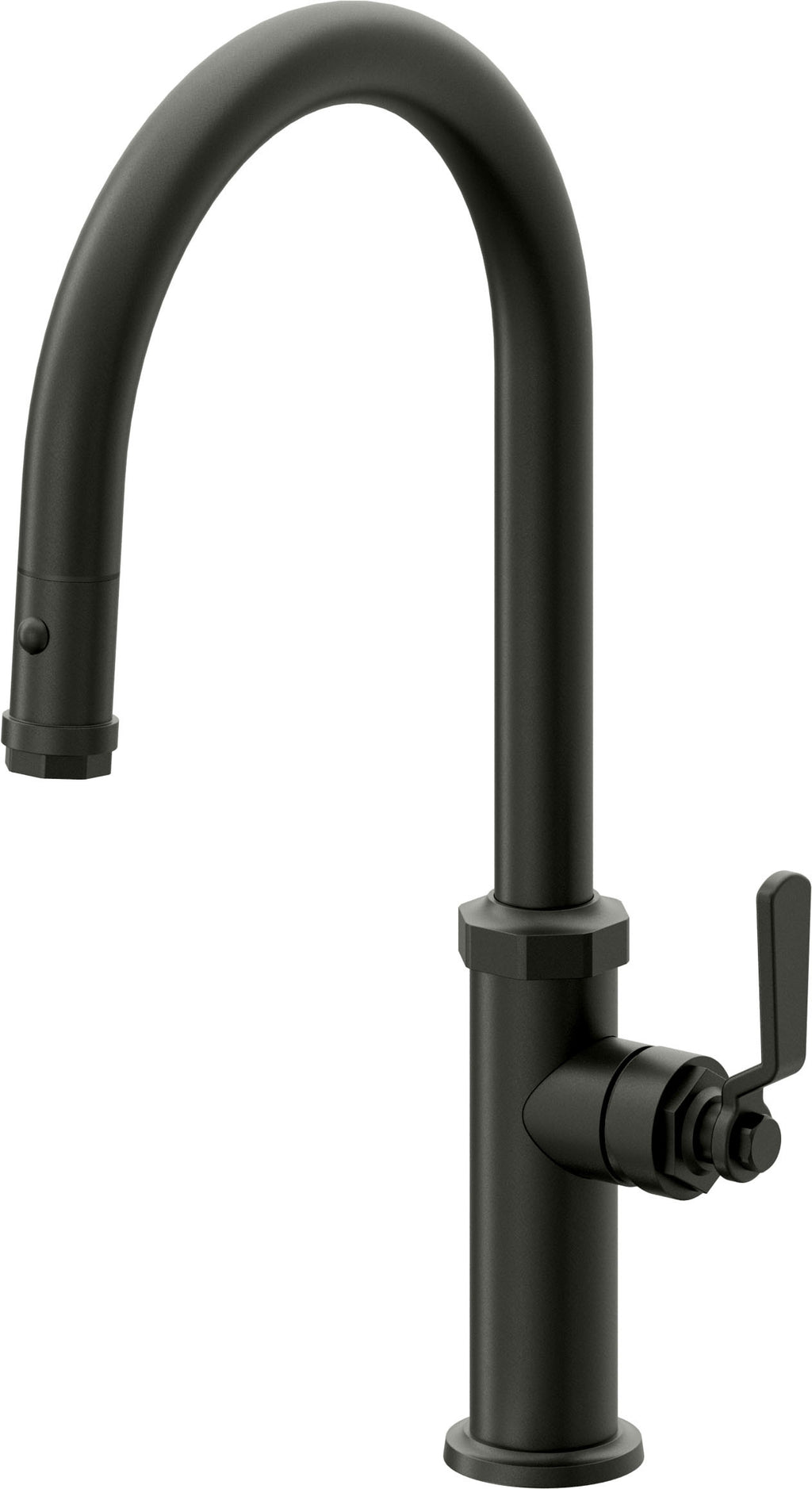 California Faucets Descanso Works Llave de Cocina Extraible Industrial con Rociador de Boton - Pico Alto en Arco - Bronce Bella Terra