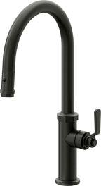 California Faucets Descanso Works Llave de Cocina Extraible Industrial con Rociador de Boton - Pico Alto en Arco - Bronce Bella Terra