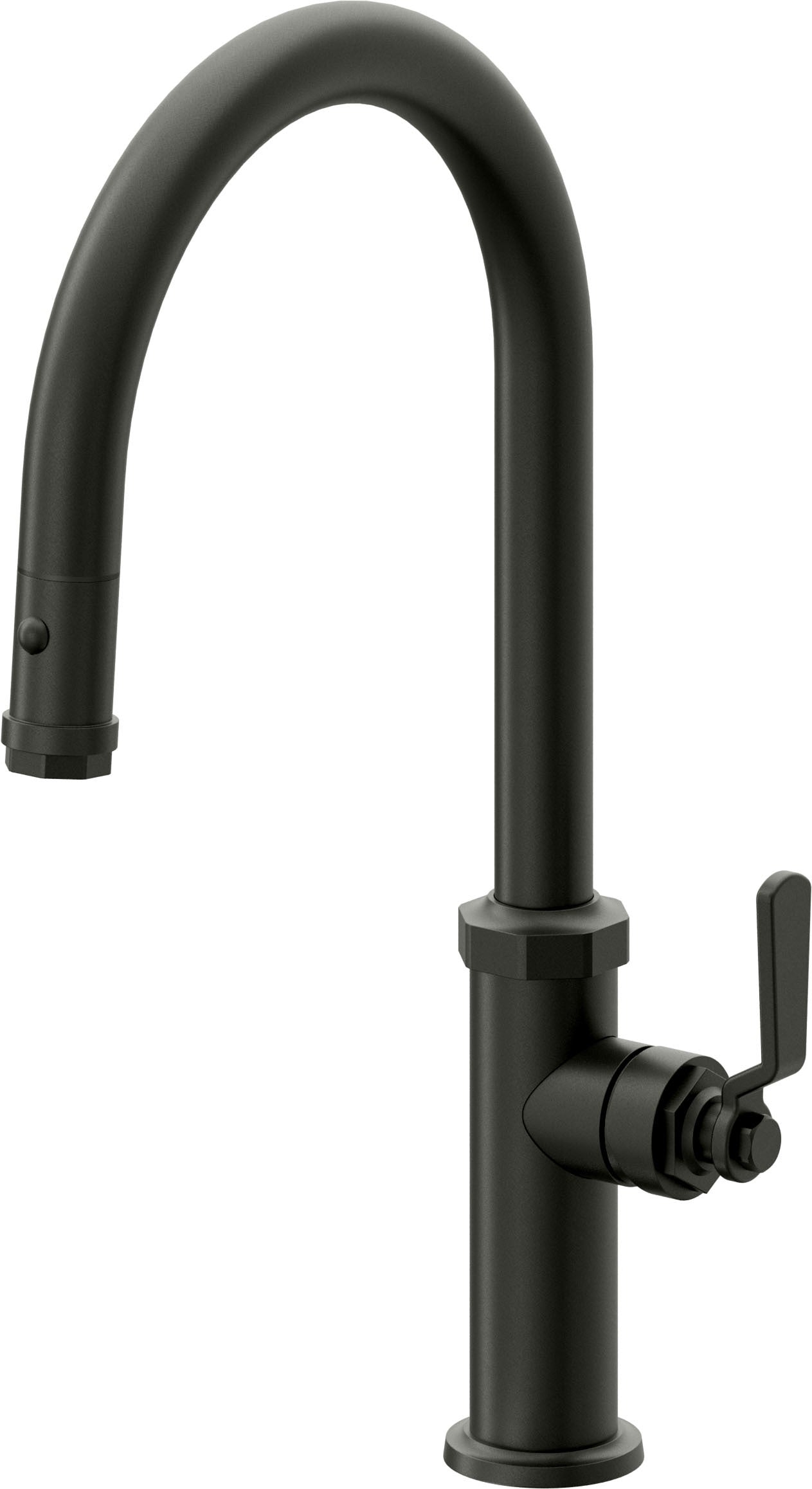 California Faucets Descanso Works Llave de Cocina Extraible Industrial con Rociador de Boton - Pico Alto en Arco - Bronce Bella Terra