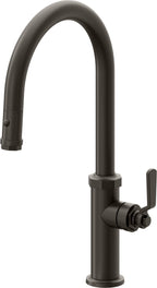California Faucets Descanso Works Llave de Cocina Extraible Industrial con Rociador de Boton - Pico Alto en Arco - Bronce Oscuro