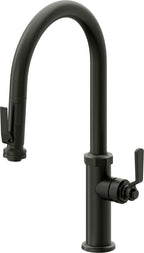 California Faucets Descanso Works Llave de Cocina Extraible Industrial con Rociador de Apretar - Pico Alto en Arco - Bronce Bella Terra
