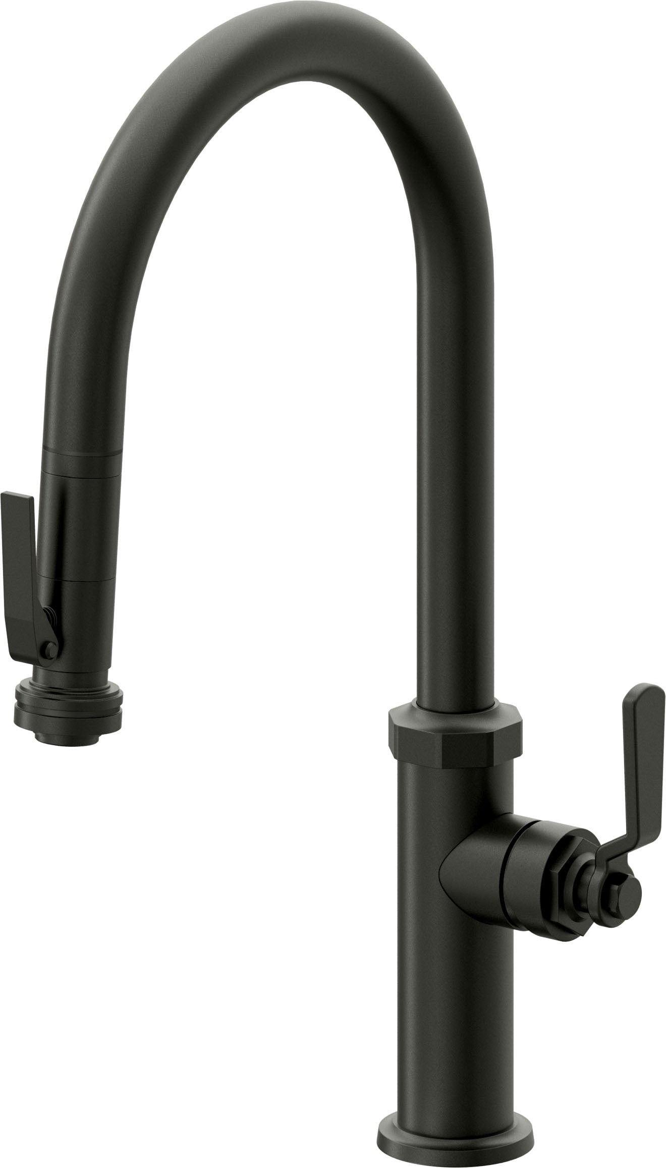 California Faucets Descanso Works Llave de Cocina Extraible Industrial con Rociador de Apretar - Pico Alto en Arco - Bronce Bella Terra