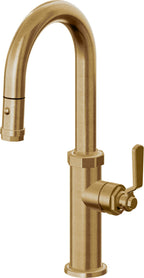 California Faucets Descanso Works Llave de Bar/Preparacion Extraible Industrial con Rociador de Boton - Latón Bruñido