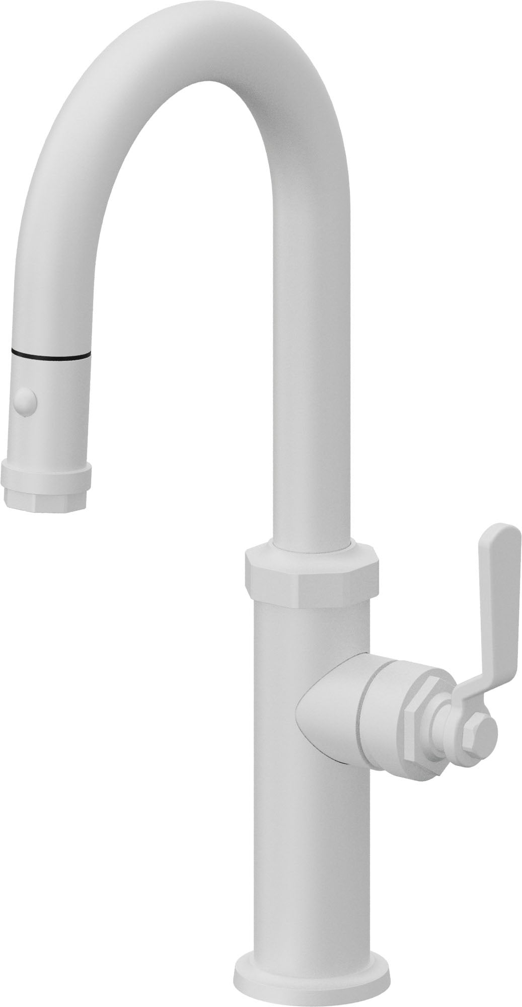 California Faucets Descanso Works Llave de Bar/Preparacion Extraible Industrial con Rociador de Boton - Blanco Mate