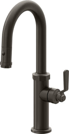California Faucets Descanso Works Llave de Bar/Preparacion Extraible Industrial con Rociador de Boton - Bronce Oscuro