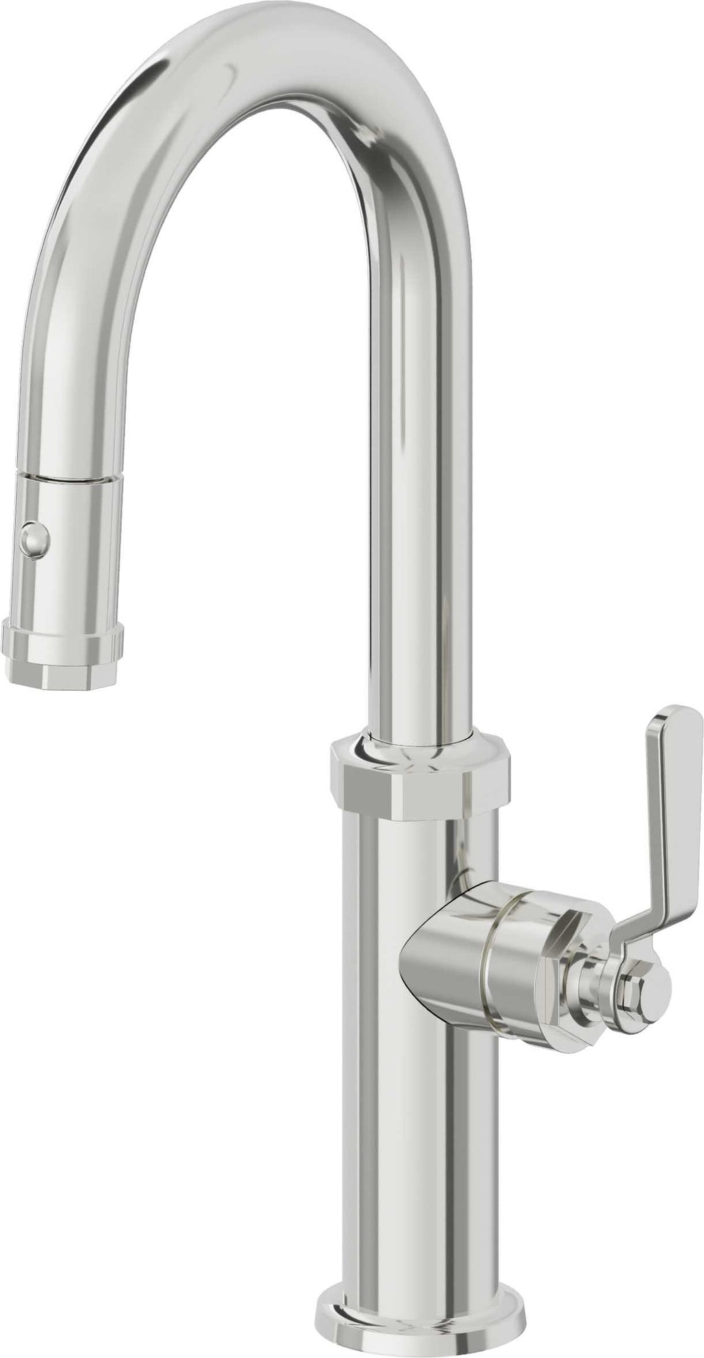 California Faucets Descanso Works Llave de Bar/Preparacion Extraible Industrial con Rociador de Boton - Cromo Pulido