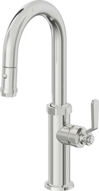 California Faucets Descanso Works Llave de Bar/Preparacion Extraible Industrial con Rociador de Boton - Cromo Pulido