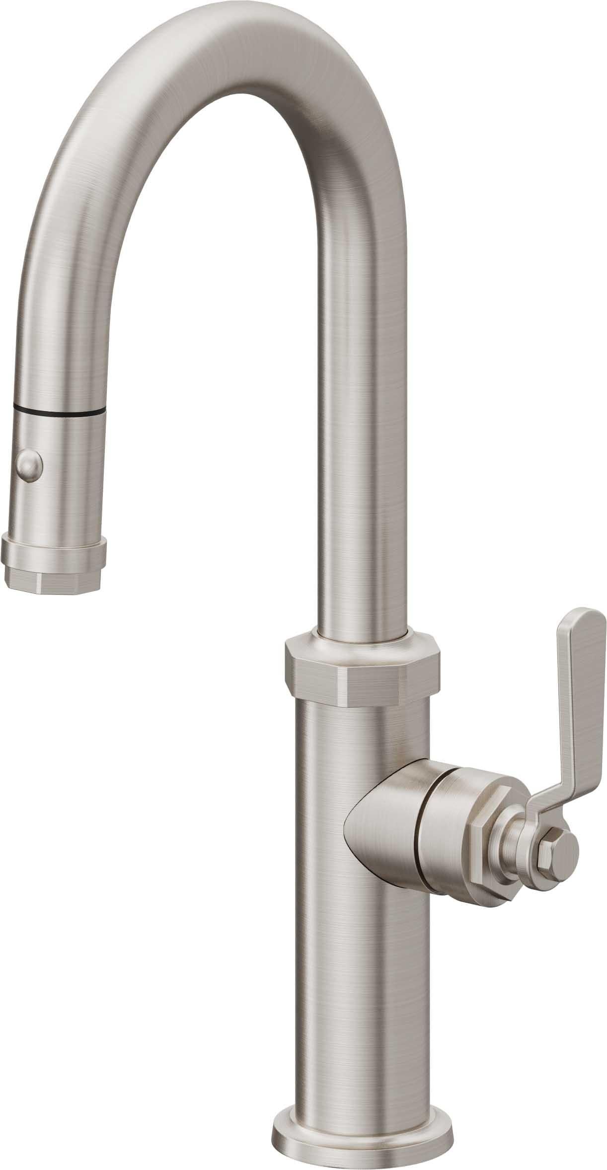 California Faucets Descanso Works Llave de Bar/Preparacion Extraible Industrial con Rociador de Boton - Acero Inoxidable Ultra
