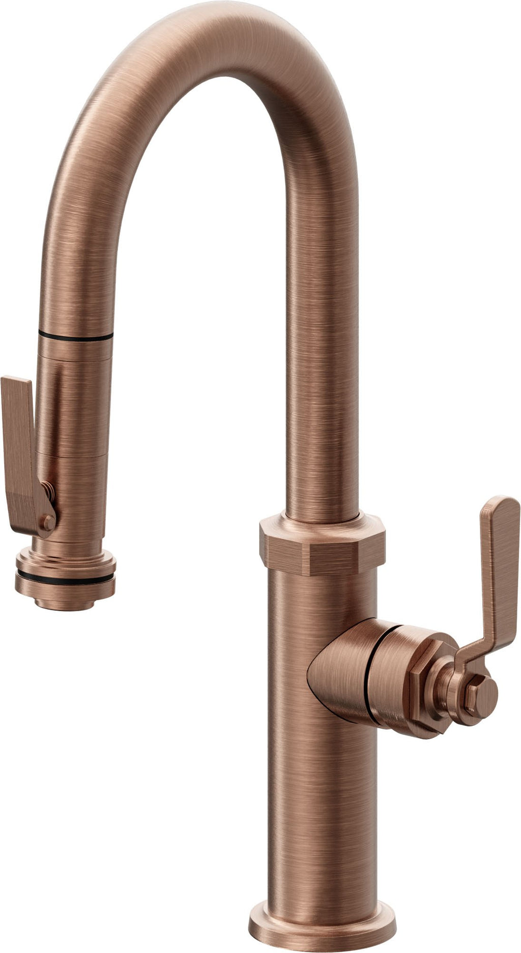 California Faucets Descanso Works Llave de Bar/Preparacion Extraible Industrial con Rociador de Apretar - Cobre Antiguo Mate
