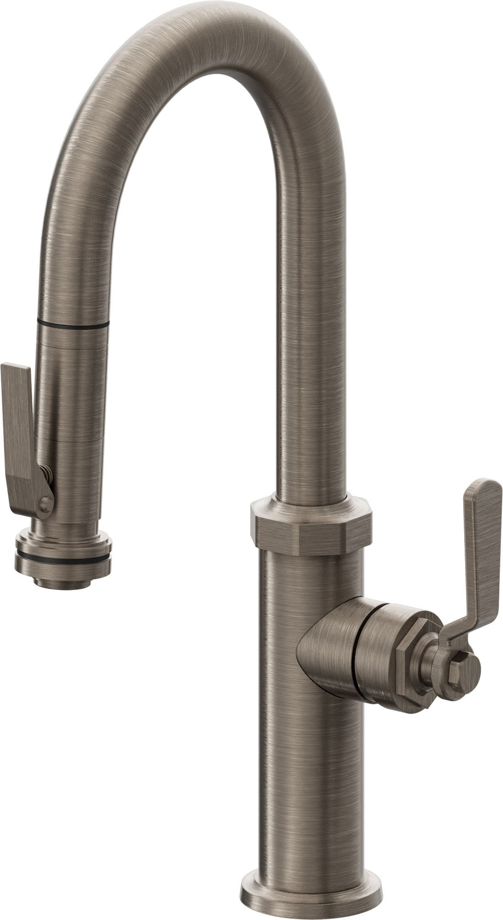 California Faucets Descanso Works Llave de Bar/Preparacion Extraible Industrial con Rociador de Apretar - Níquel Antiguo Mate