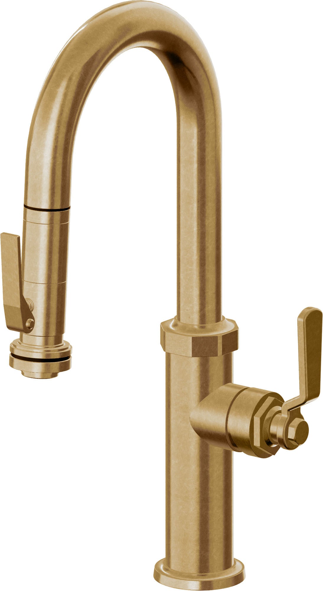 California Faucets Descanso Works Llave de Bar/Preparacion Extraible Industrial con Rociador de Apretar - Latón Bruñido