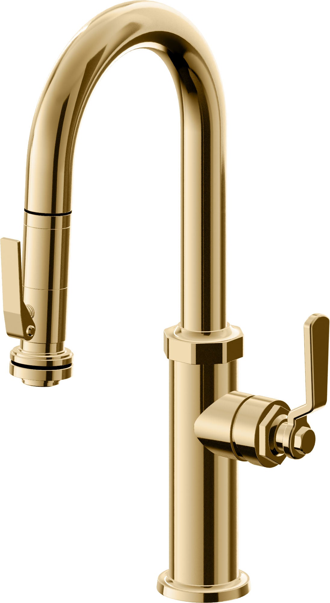 California Faucets Descanso Works Llave de Bar/Preparacion Extraible Industrial con Rociador de Apretar - Oro Francés