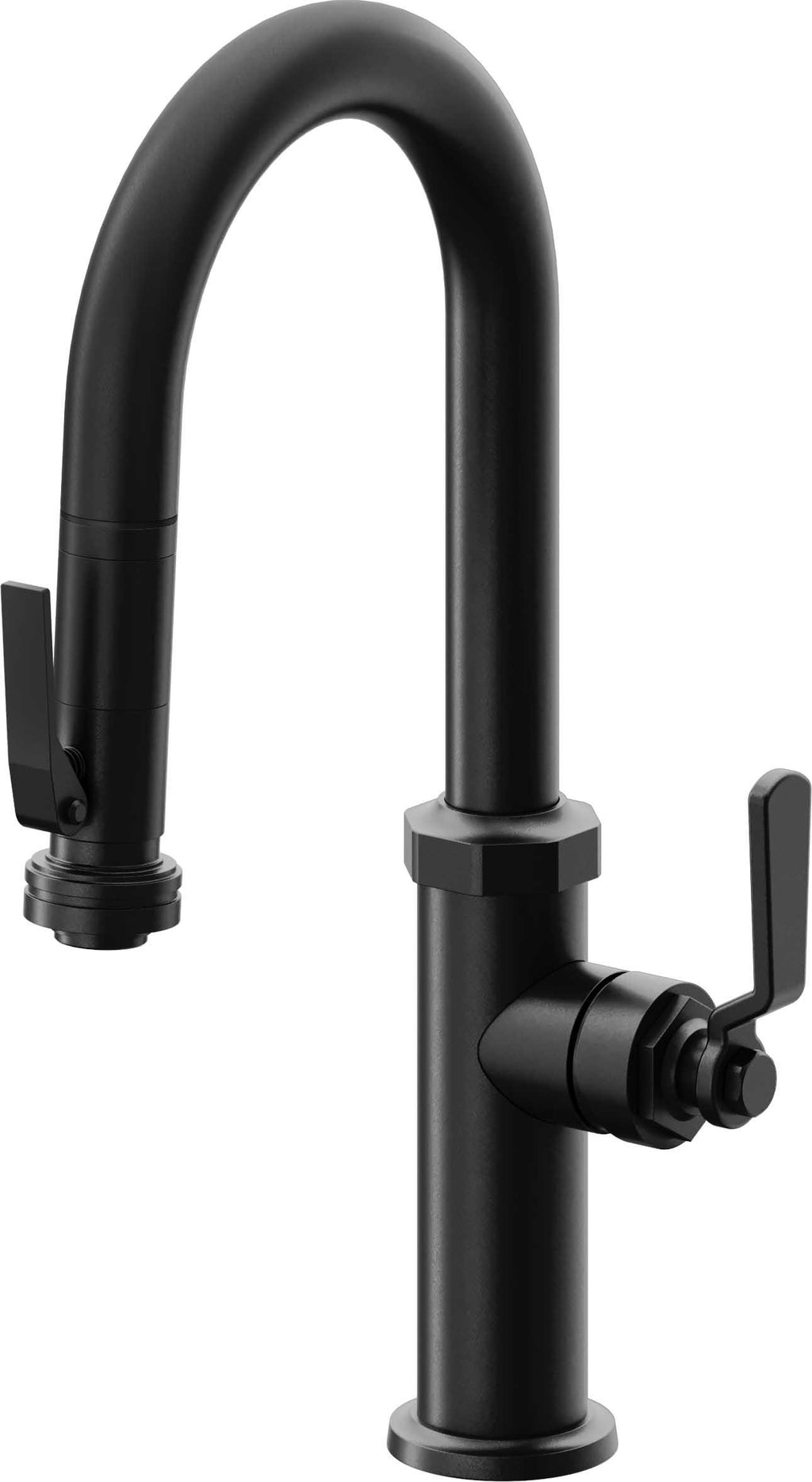 California Faucets Descanso Works Llave de Bar/Preparacion Extraible Industrial con Rociador de Apretar - Negro Mate