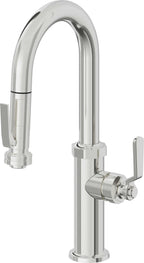 California Faucets Descanso Works Llave de Bar/Preparacion Extraible Industrial con Rociador de Apretar - Cromo Pulido