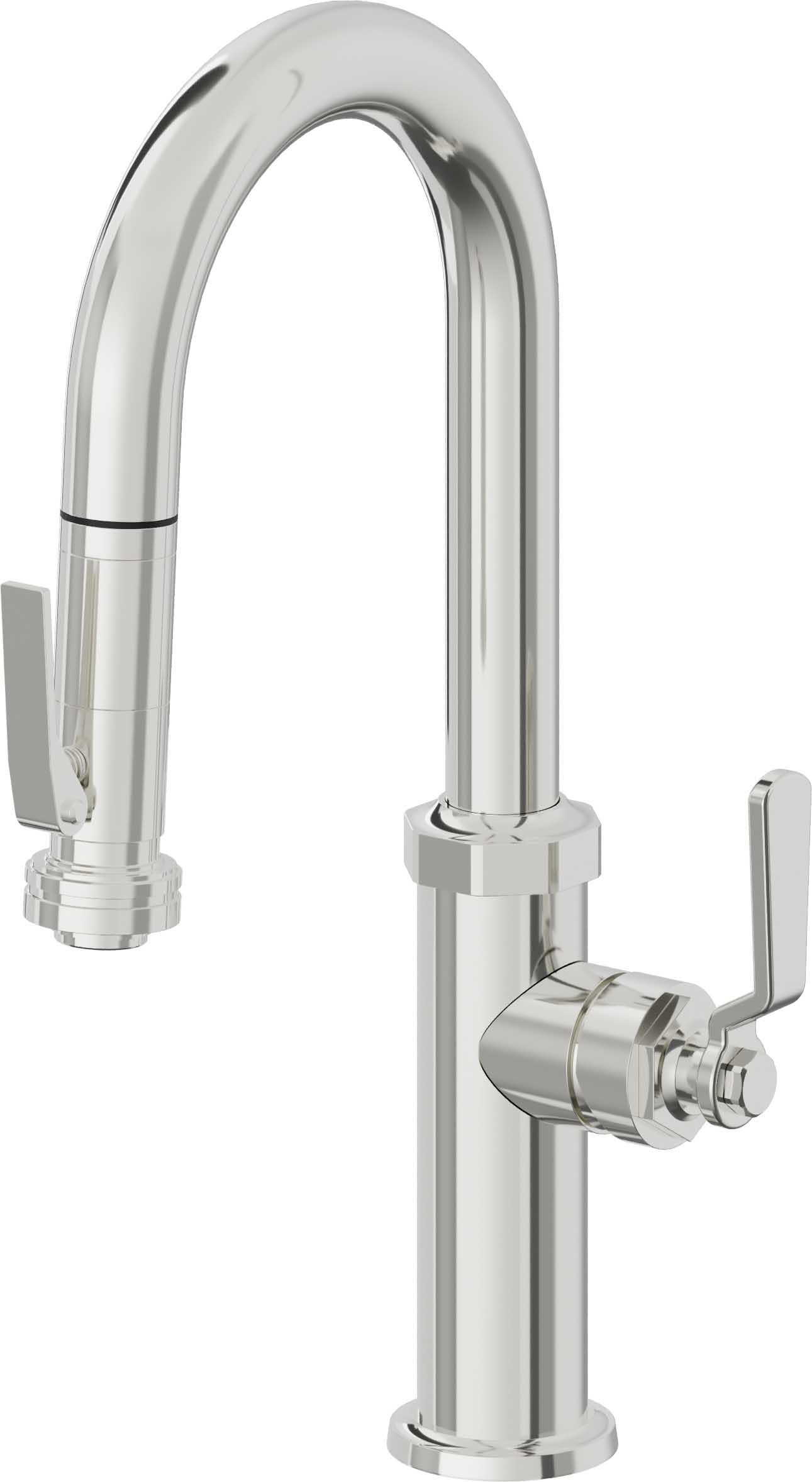 California Faucets Descanso Works Llave de Bar/Preparacion Extraible Industrial con Rociador de Apretar - Cromo Pulido