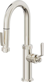 California Faucets Descanso Works Llave de Bar/Preparacion Extraible Industrial con Rociador de Apretar - Níquel Pulido