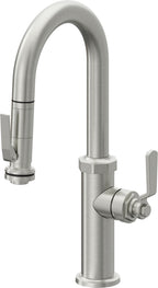 California Faucets Descanso Works Llave de Bar/Preparacion Extraible Industrial con Rociador de Apretar - Cromo Satinado