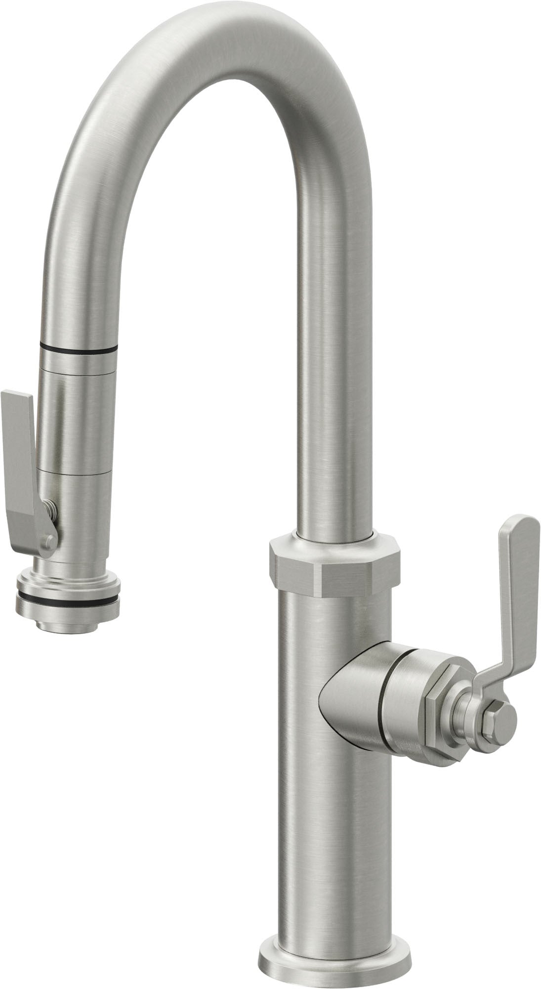 California Faucets Descanso Works Llave de Bar/Preparacion Extraible Industrial con Rociador de Apretar - Cromo Satinado