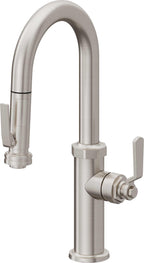 California Faucets Descanso Works Llave de Bar/Preparacion Extraible Industrial con Rociador de Apretar - Acero Inoxidable Ultra