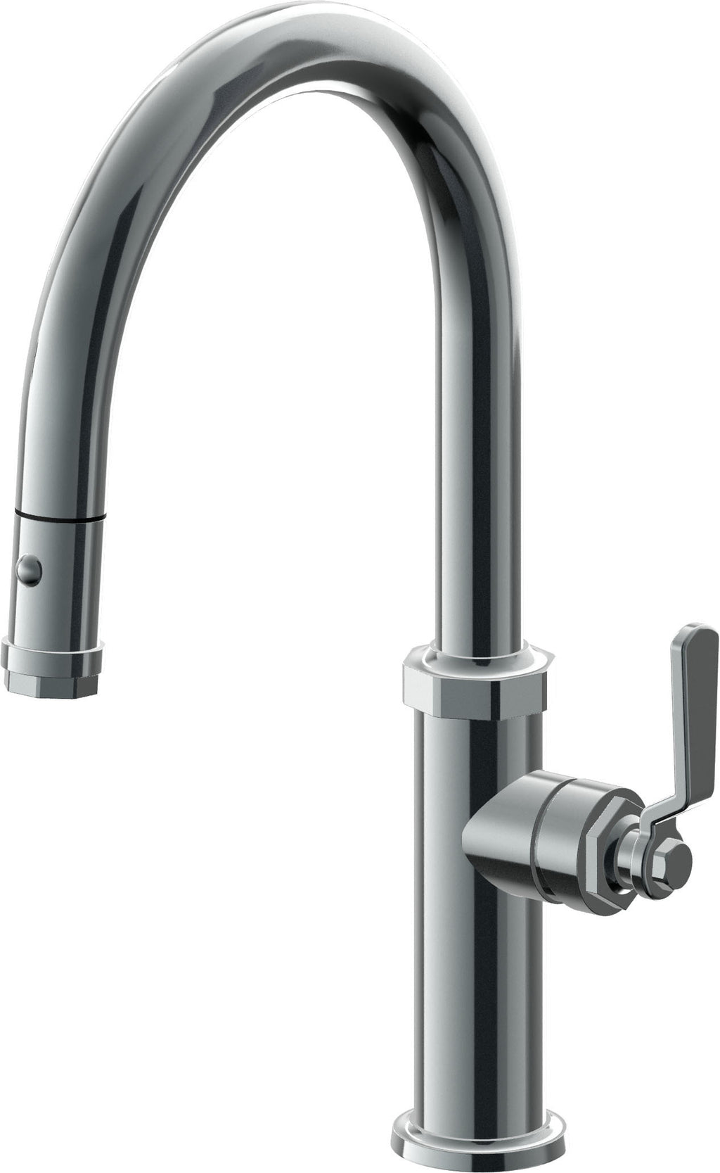California Faucets Descanso Works Llave de Cocina Extraible Industrial con Rociador de Boton - Pico Bajo en Arco - Níquel Negro