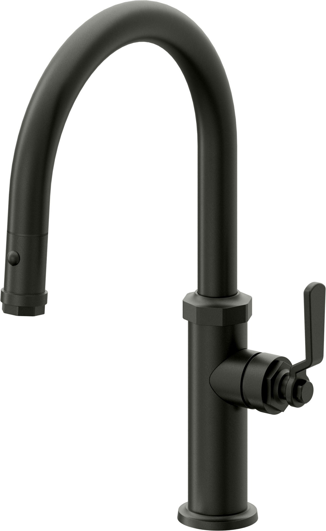 California Faucets Descanso Works Llave de Cocina Extraible Industrial con Rociador de Boton - Pico Bajo en Arco - Bronce Bella Terra